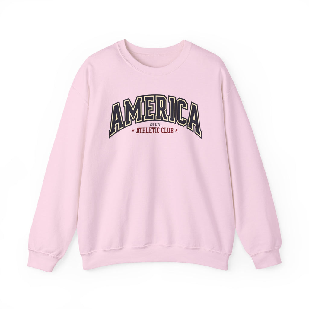 America Athletic Club Crewneck Sweatshirt – Vintage Collegiate Americana Pullover Printify