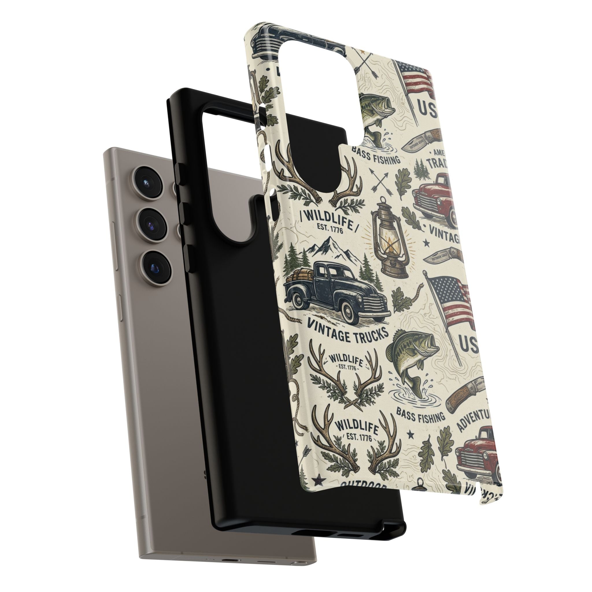 Patriotic Outdoors Phone Case – Bass Fishing & Vintage Americana Case Printify
