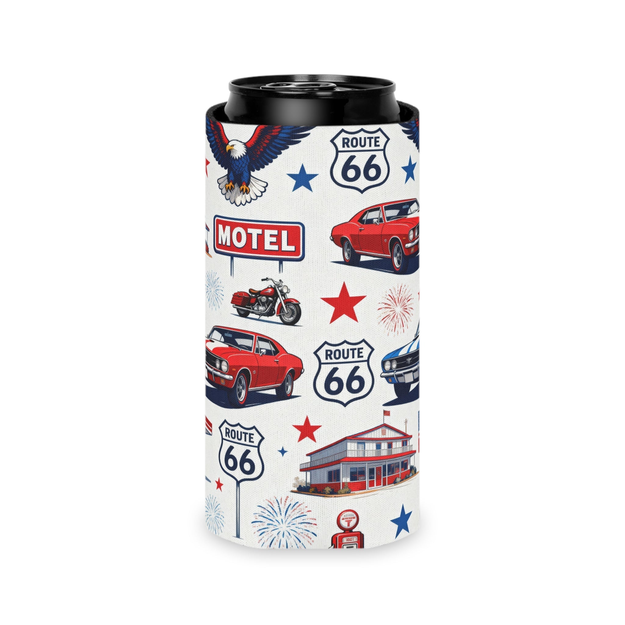 Route 66 Americana Can Cooler Printify