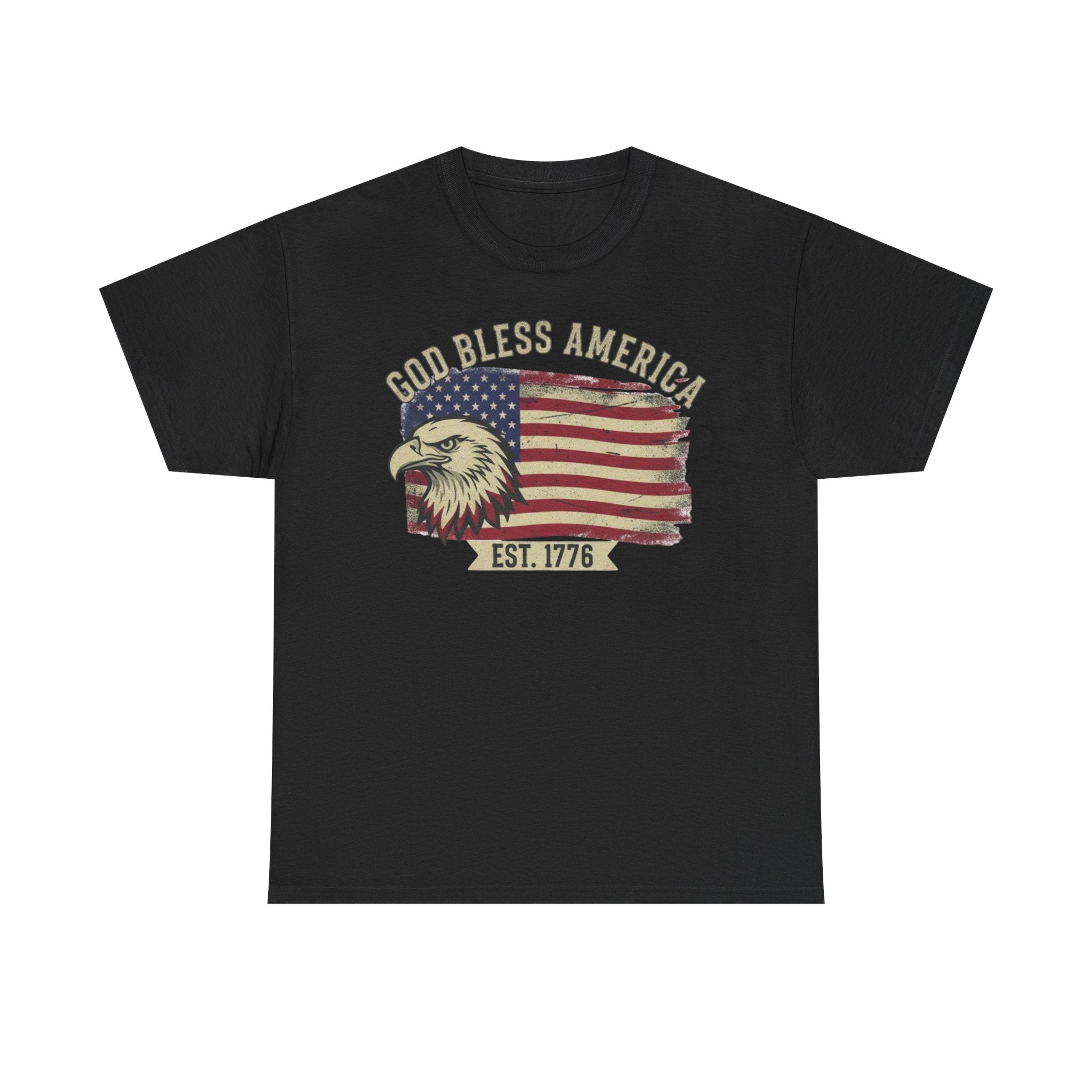 God Bless America 1776 Patriotic T-Shirt – Vintage Eagle Flag USA Tee