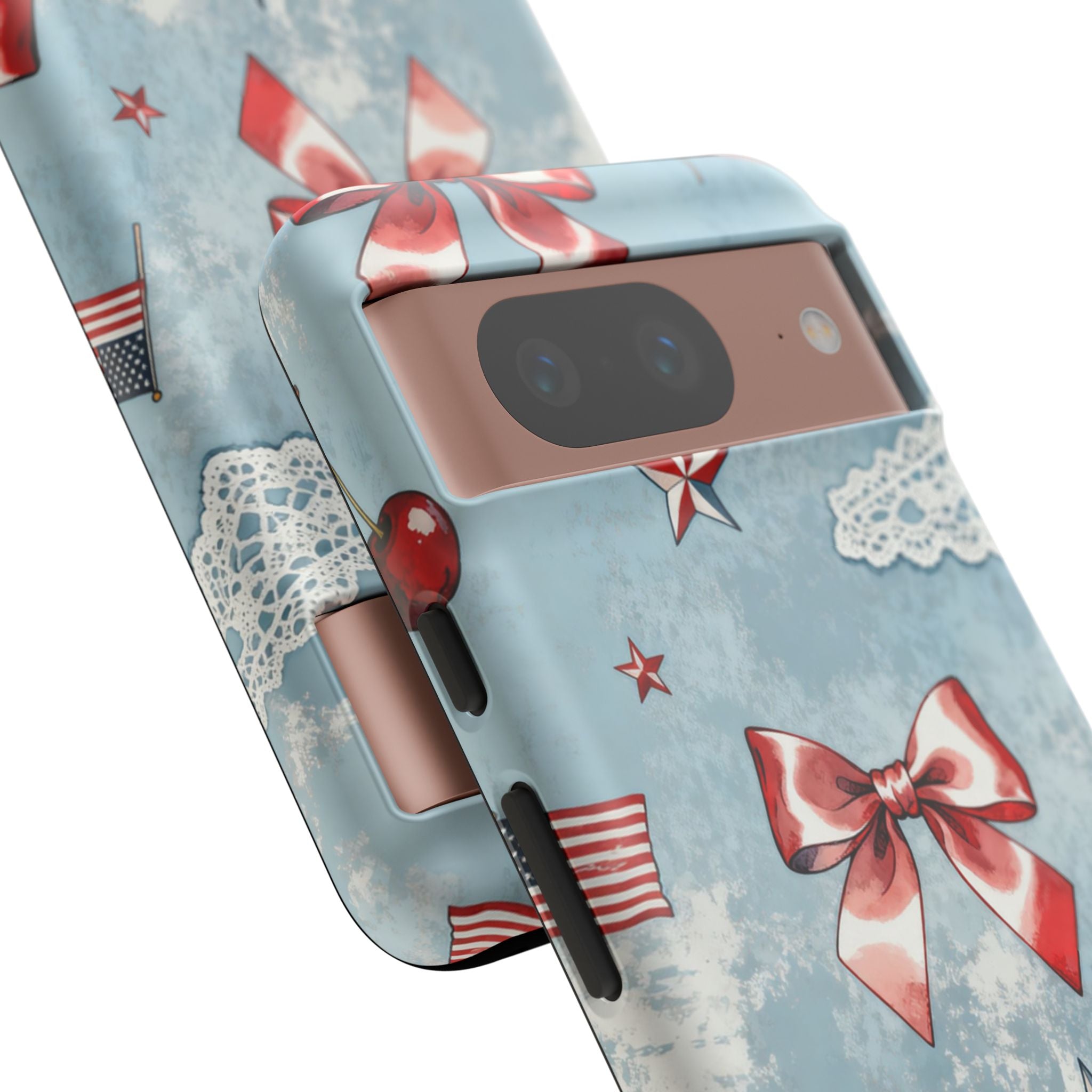 Americana Coquette Cherry Bow Phone Case Printify
