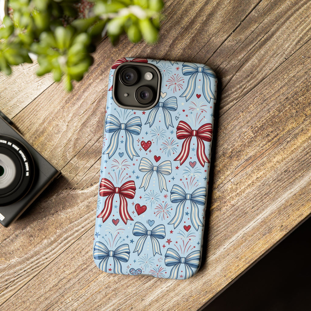 Patriotic Coquette Bows & Fireworks Phone Case Printify