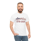 "America 1776–2026" Patriotic Unisex Cotton T-Shirt – Gildan 5000 Heavy Tee FIXED