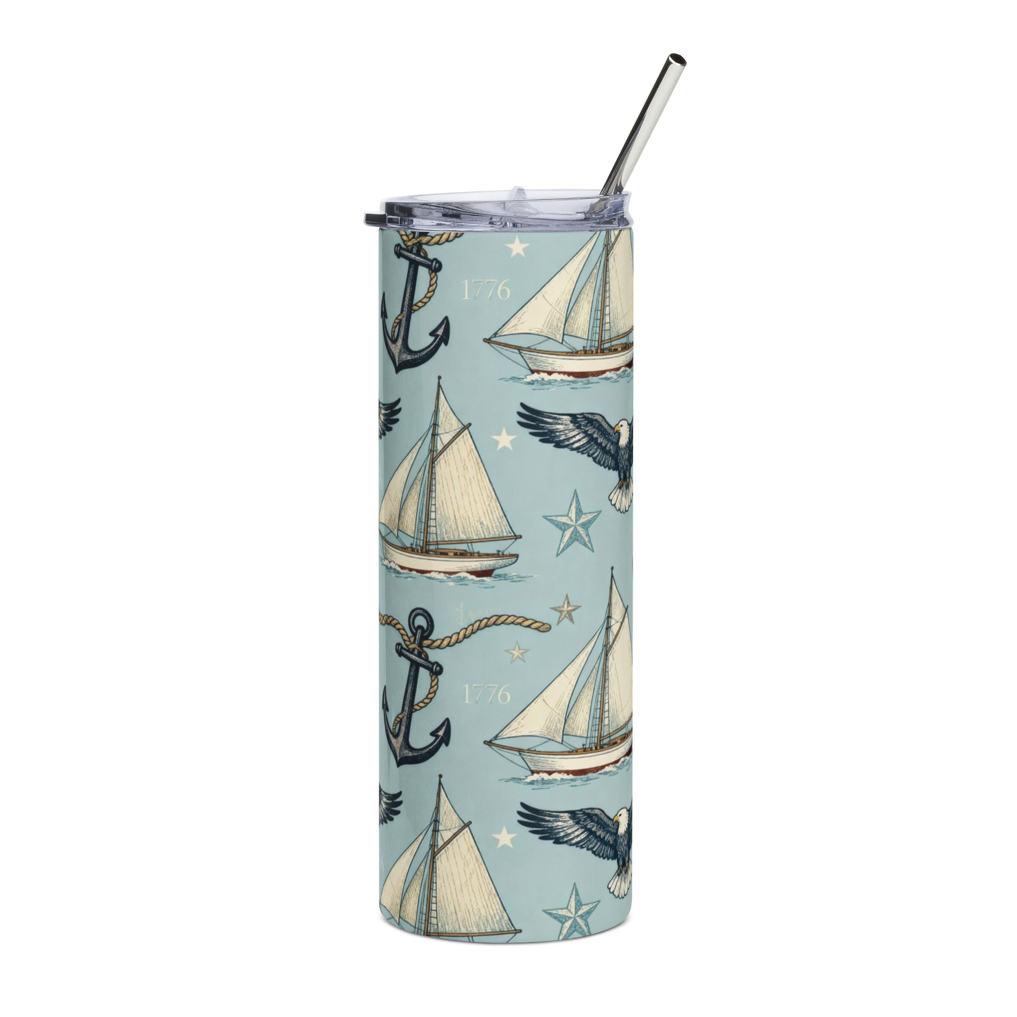 Americana Harbor Eagle Skinny Tumbler Printify
