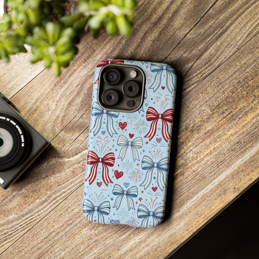 Patriotic Coquette Bows & Fireworks Phone Case Printify
