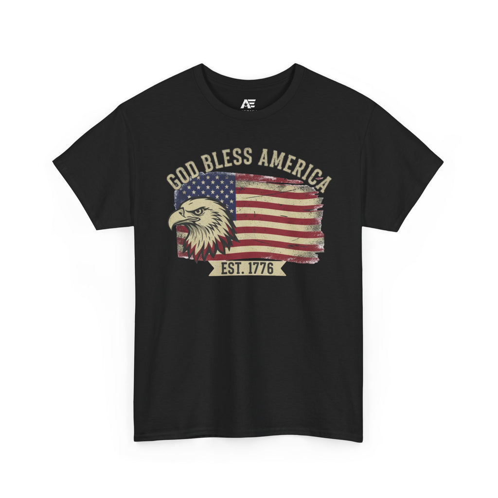 God Bless America 1776 Patriotic T-Shirt – Vintage Eagle Flag USA Tee
