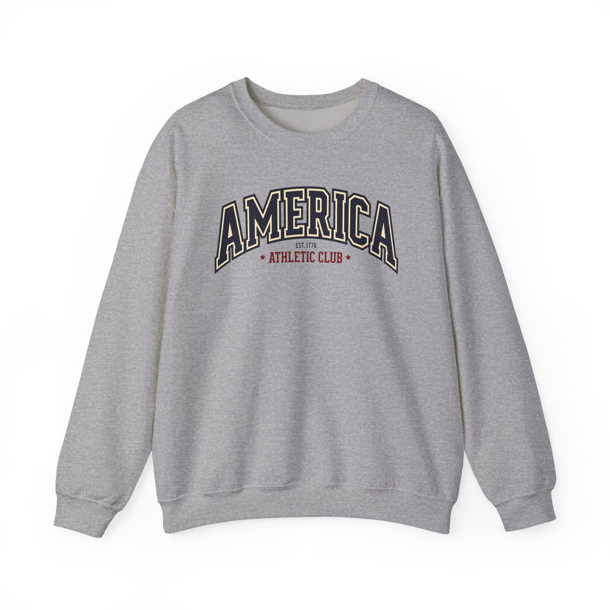 America Athletic Club Crewneck Sweatshirt – Vintage Collegiate Americana Pullover Printify