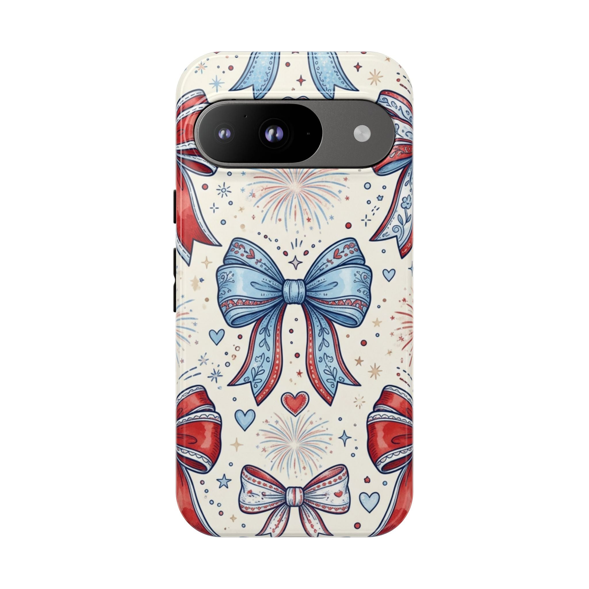 Patriotic Coquette Bows Phone Case – Americana Ribbon & Fireworks Design Printify