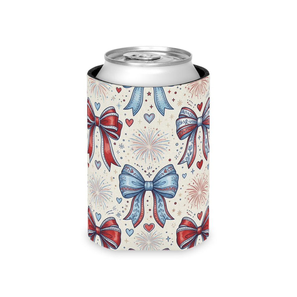 Americana Fireworks & Bows Can Cooler Printify