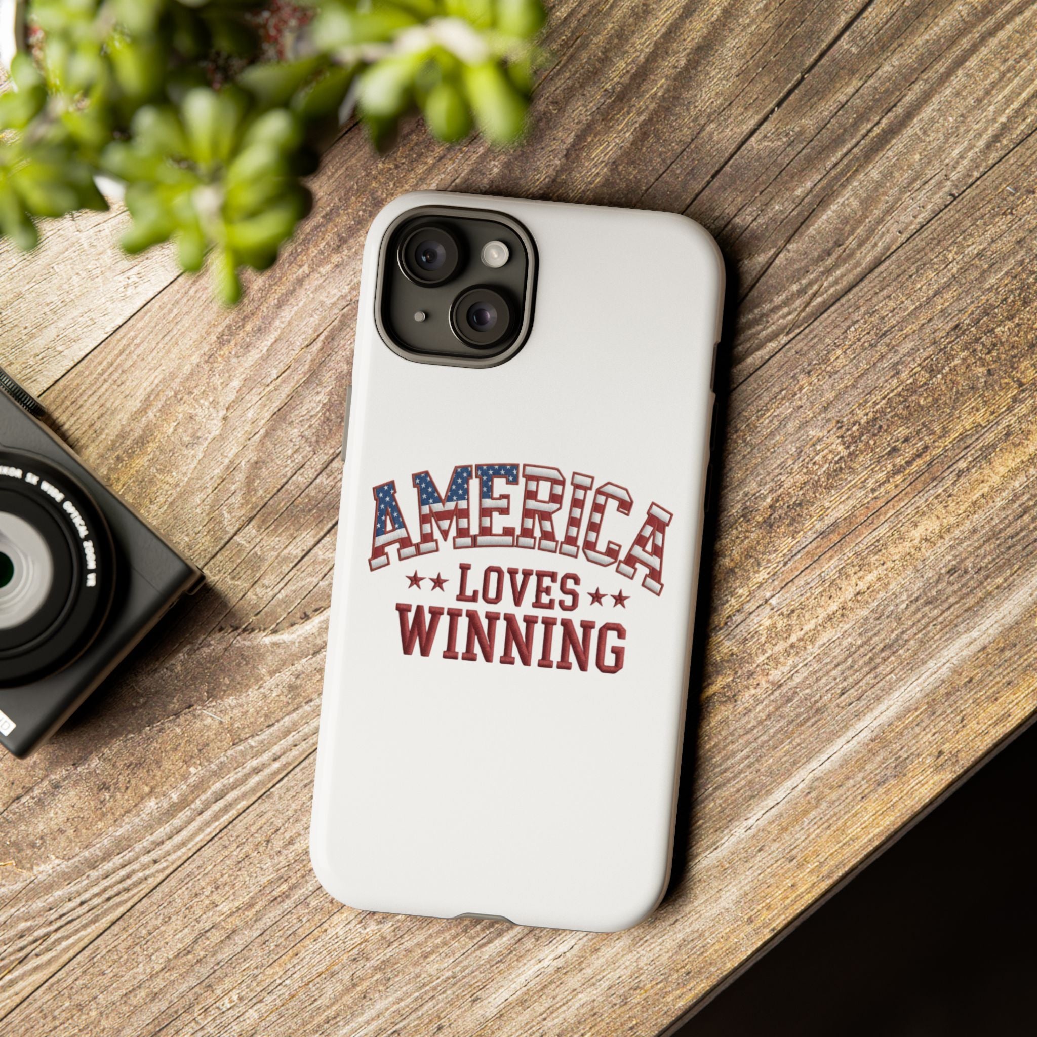 America Loves Winning Patriotic Phone Case – Tough Dual Layer iPhone & Samsung Galaxy S26 Case