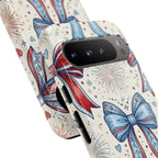Patriotic Coquette Bows Phone Case – Americana Ribbon & Fireworks Design Printify