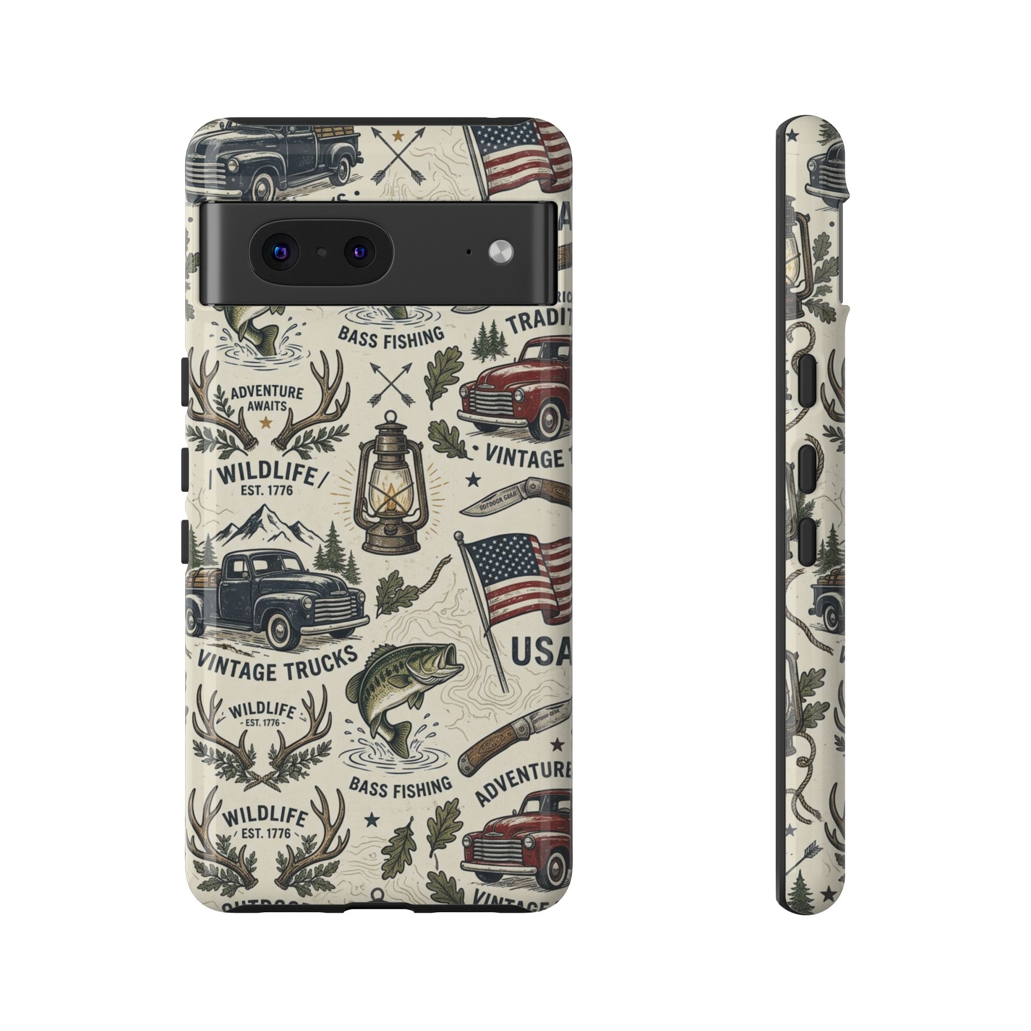 Patriotic Outdoors Phone Case – Bass Fishing & Vintage Americana Case Printify