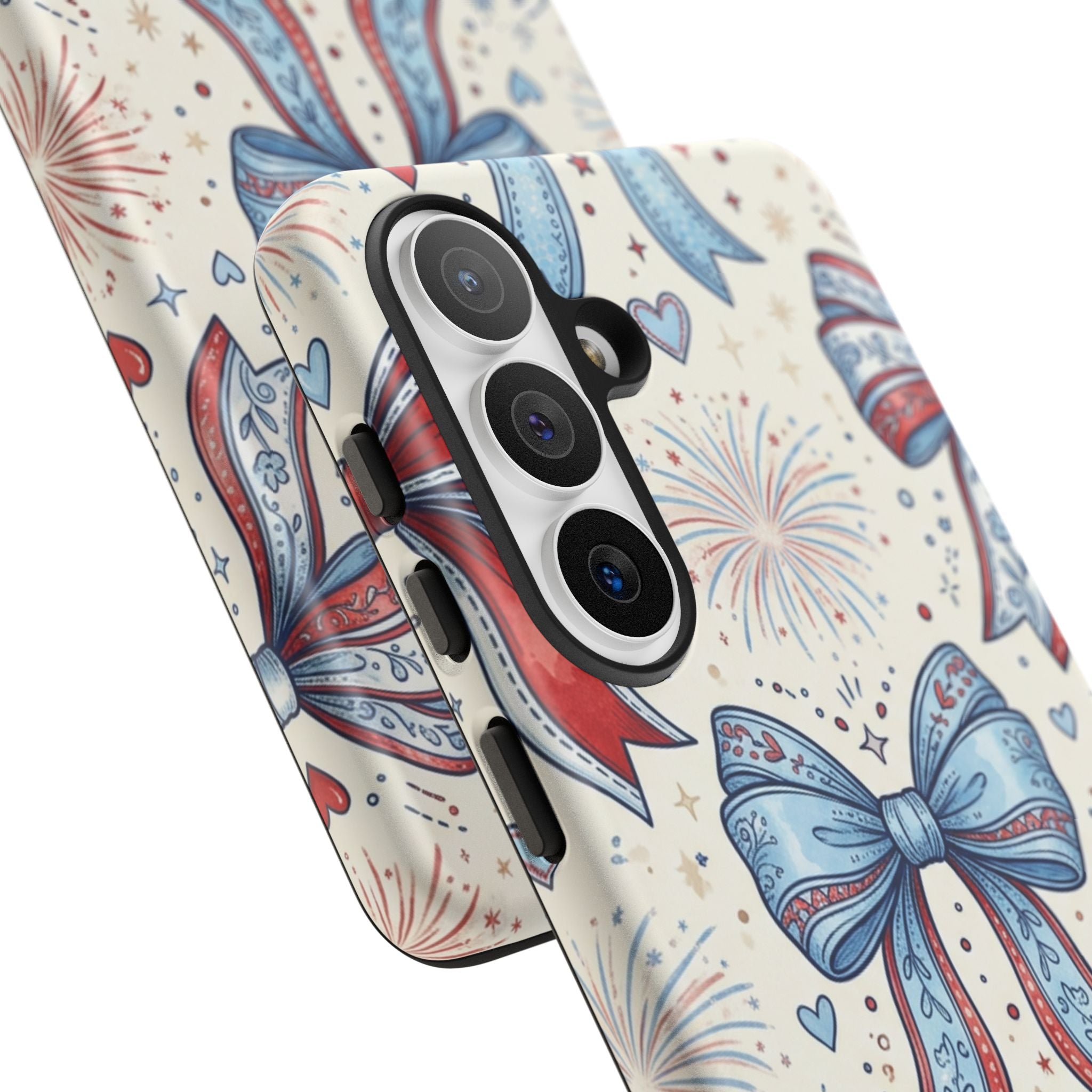 Patriotic Coquette Bows Phone Case – Americana Ribbon & Fireworks Design Printify