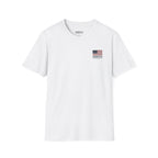American Flag Pocket T-Shirt — "America's" Small Logo Patriotic Tee Printify