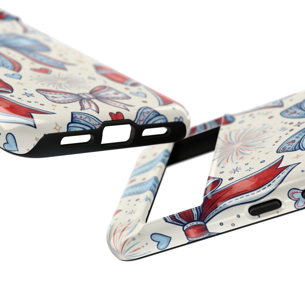 Patriotic Coquette Bows Phone Case – Americana Ribbon & Fireworks Design Printify