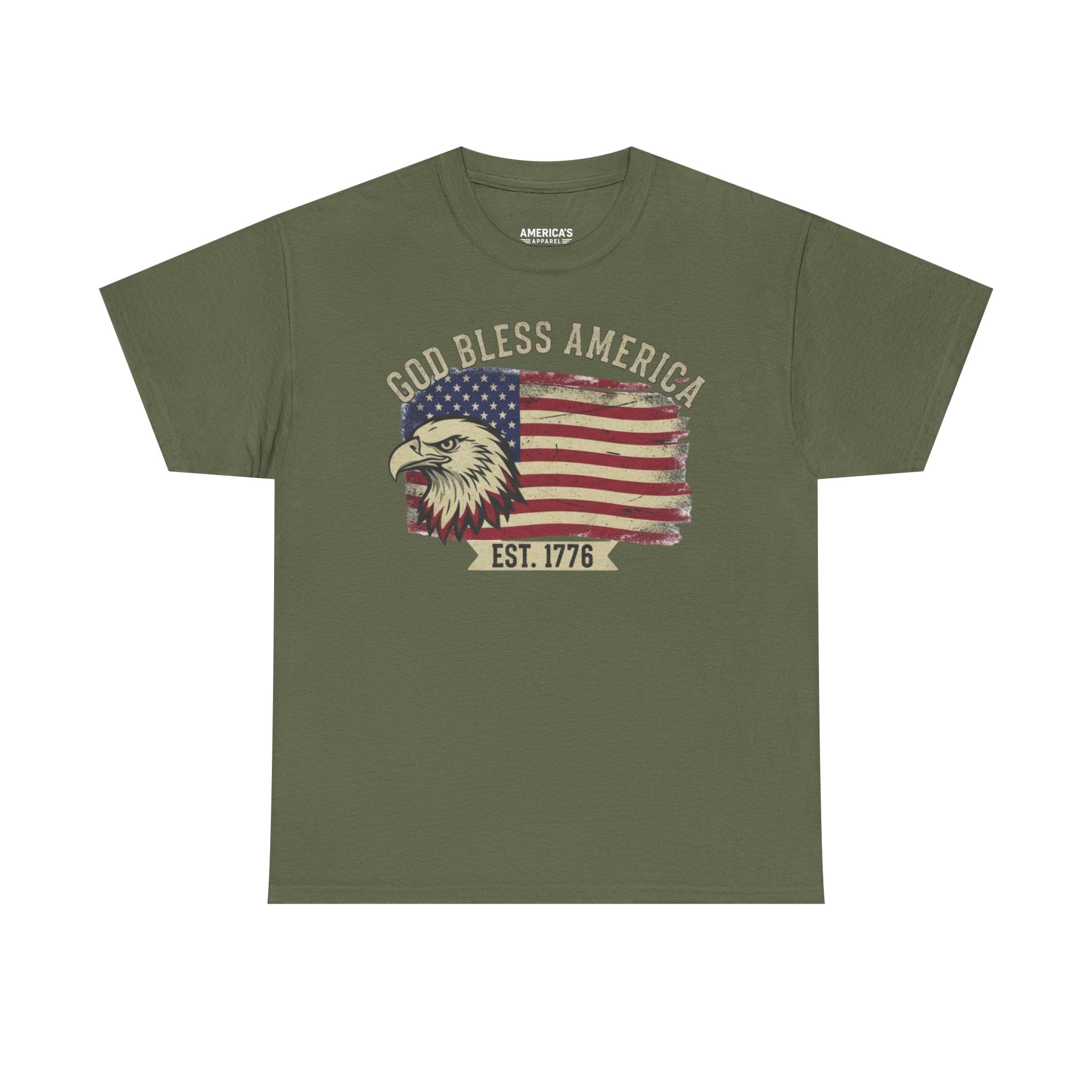 God Bless America 1776 Patriotic T-Shirt – Vintage Eagle Flag USA Tee Printify