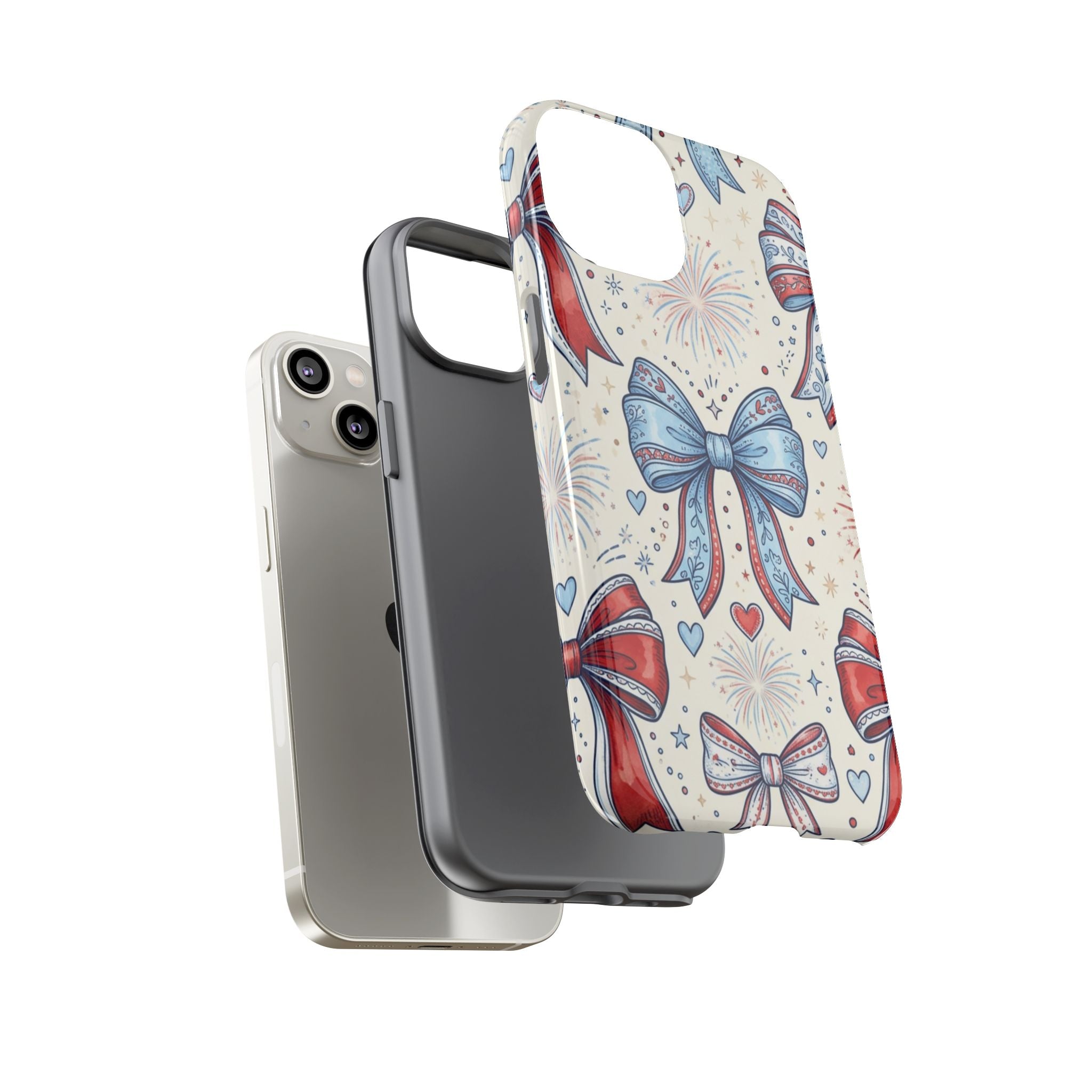Patriotic Coquette Bows Phone Case – Americana Ribbon & Fireworks Design Printify