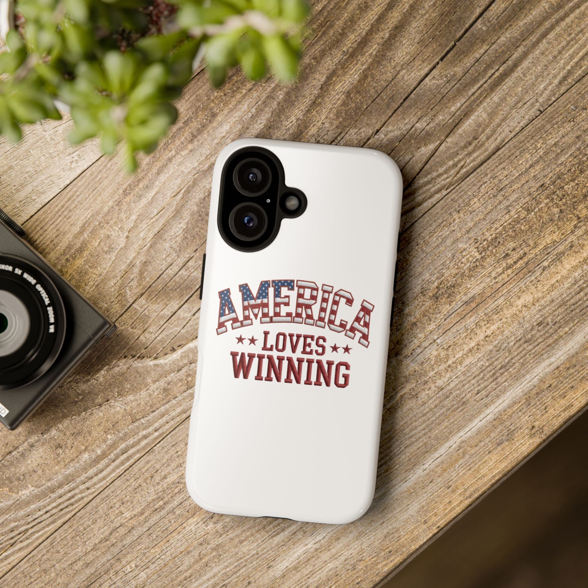 America Loves Winning Patriotic Phone Case – Tough Dual Layer iPhone & Samsung Galaxy S26 Case