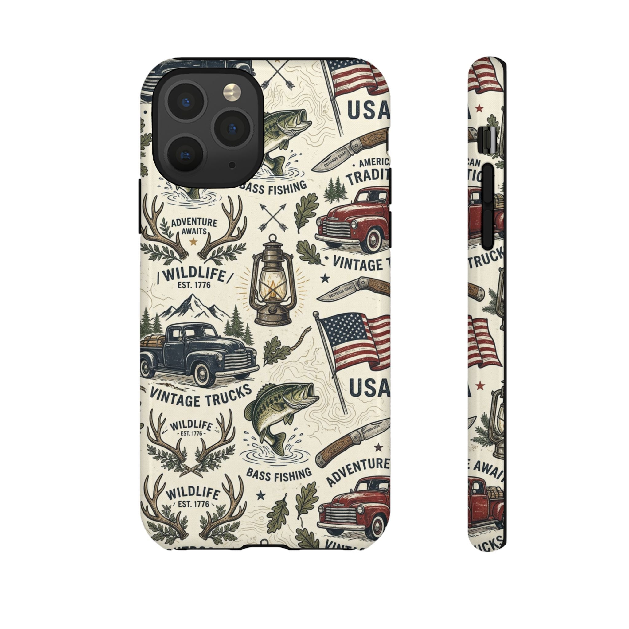 Patriotic Outdoors Phone Case – Bass Fishing & Vintage Americana Case Printify