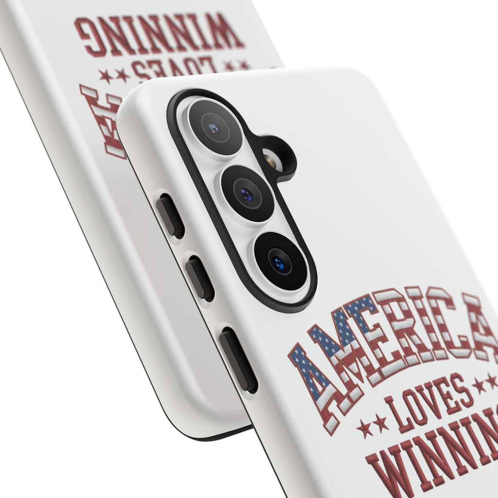 America Loves Winning Patriotic Phone Case – Tough Dual Layer iPhone & Samsung Galaxy S26 Case