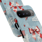 Americana Coquette Cherry Bow Phone Case Printify