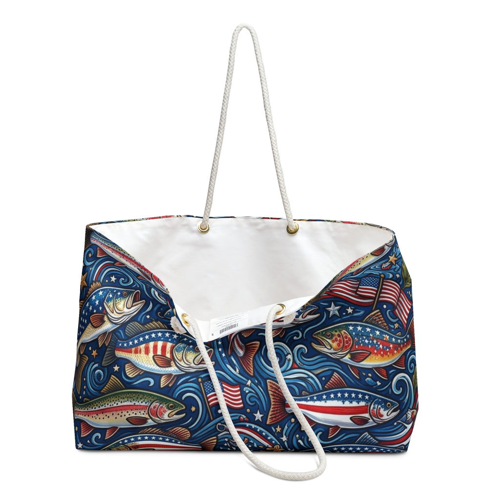 Patriotic Angler Weekender Tote Printify