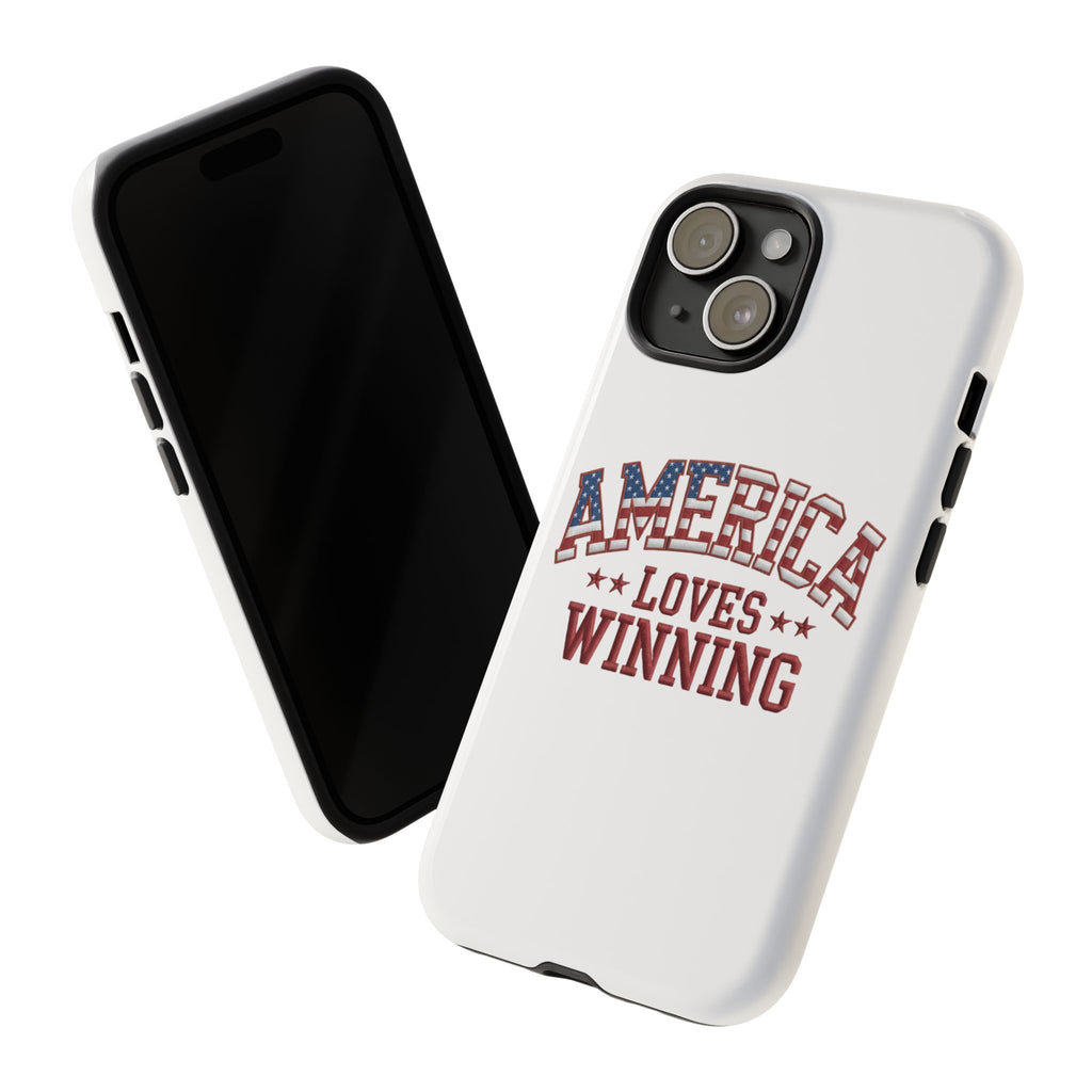 America Loves Winning Patriotic Phone Case – Tough Dual Layer iPhone & Samsung Galaxy S26 Case