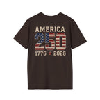 American Flag Pocket T-Shirt — "America's" Small Logo Patriotic Tee Printify