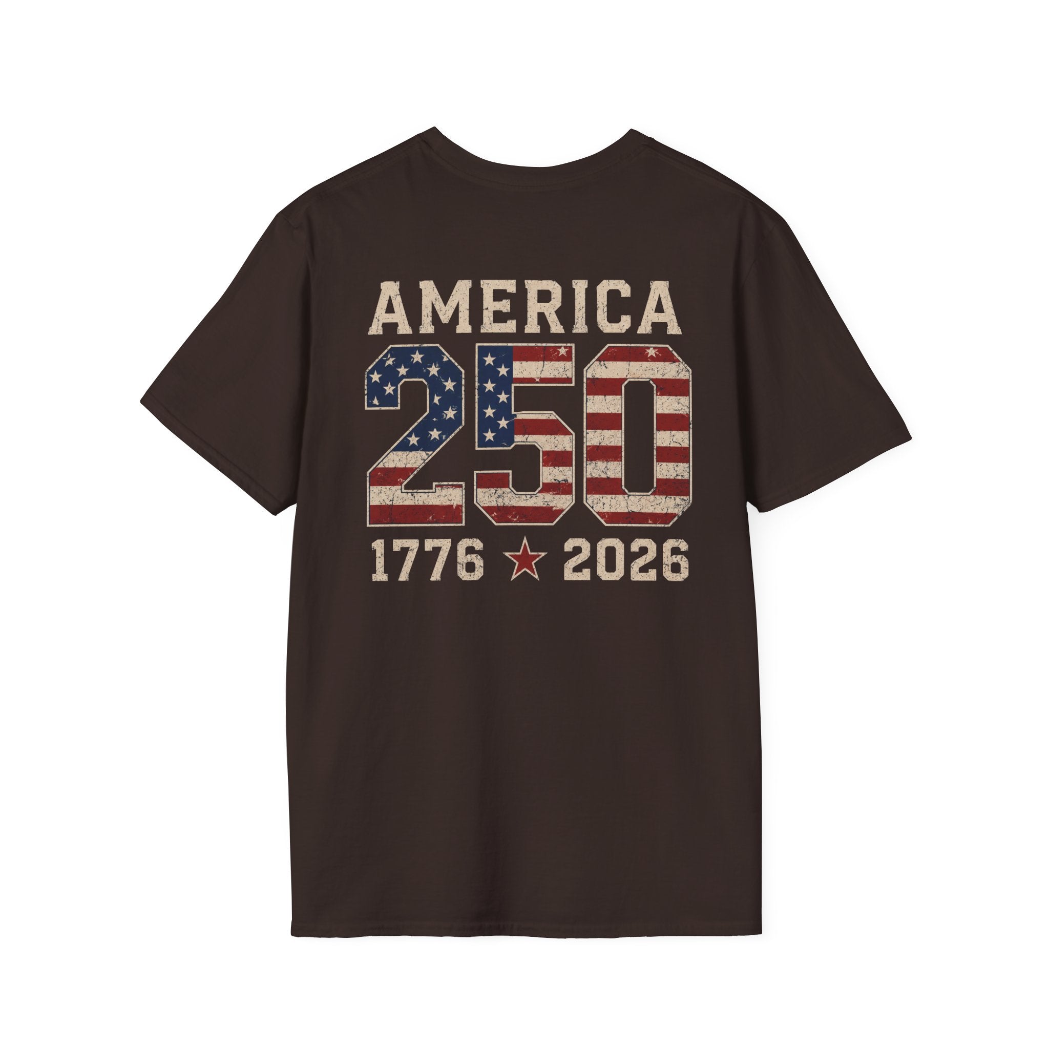 American Flag Pocket T-Shirt — "America's" Small Logo Patriotic Tee Printify