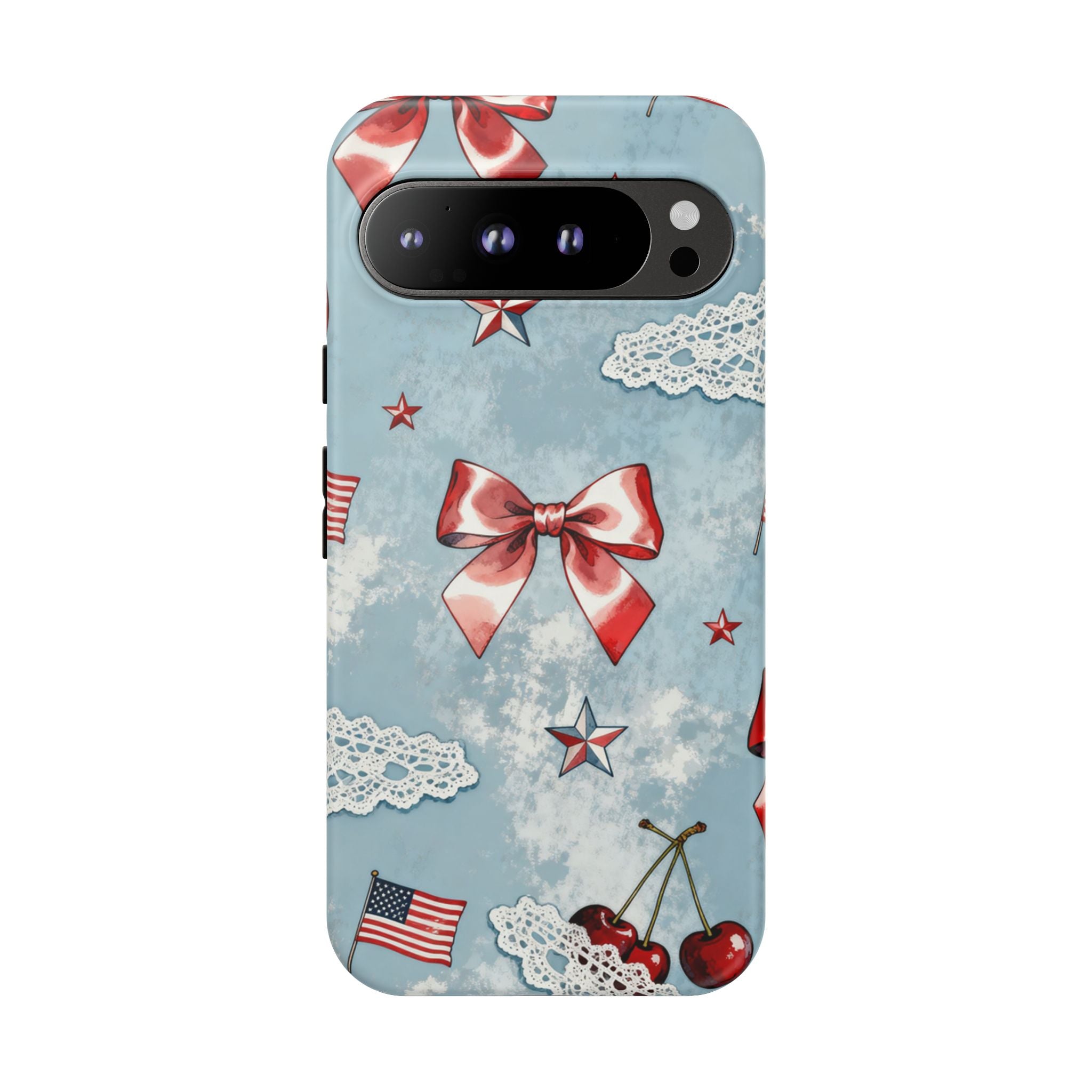 Americana Coquette Cherry Bow Phone Case Printify