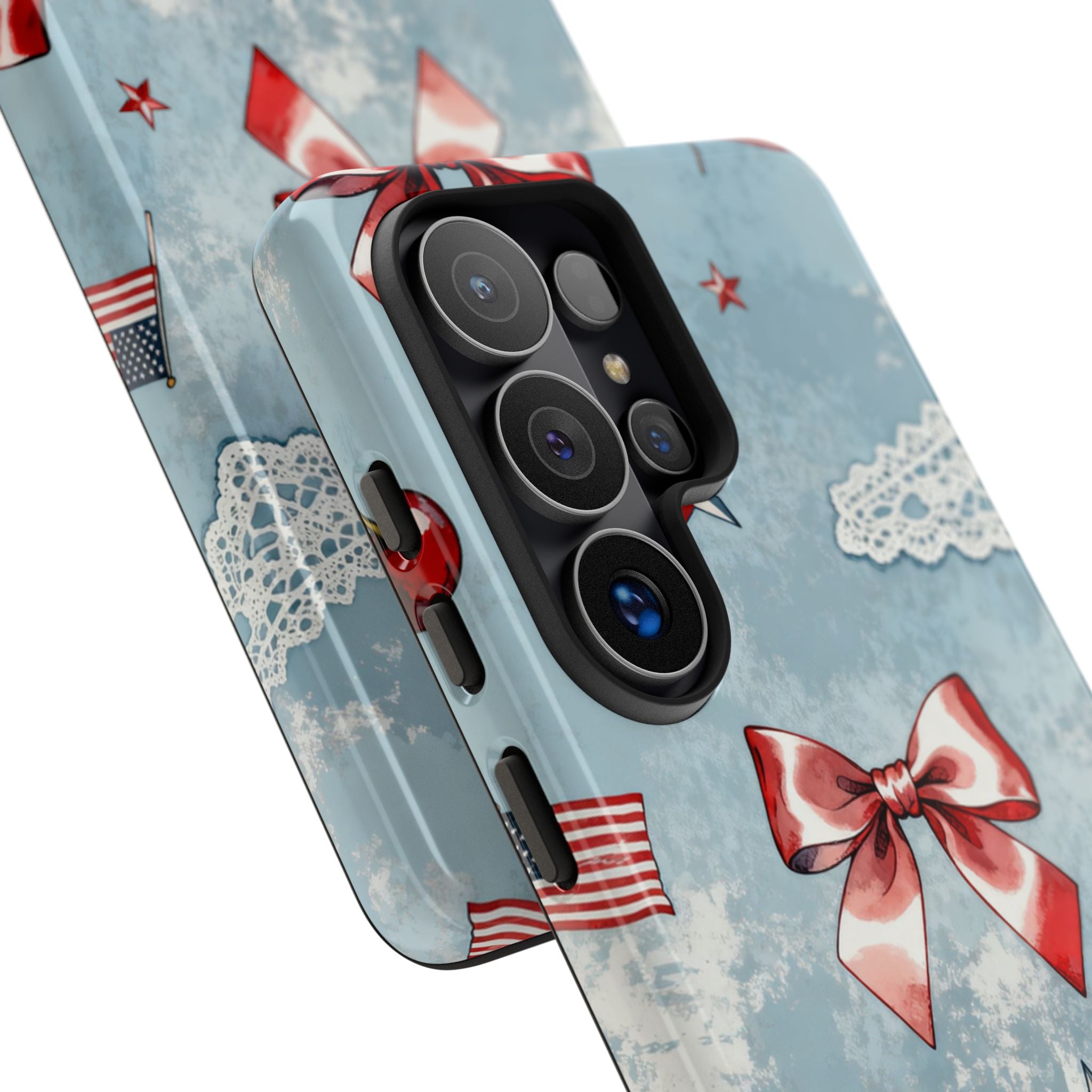 Americana Coquette Cherry Bow Phone Case Printify