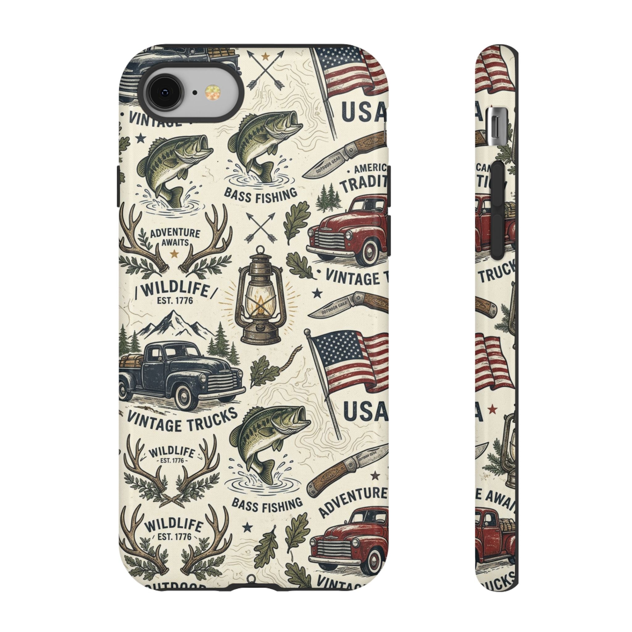 Patriotic Outdoors Phone Case – Bass Fishing & Vintage Americana Case Printify