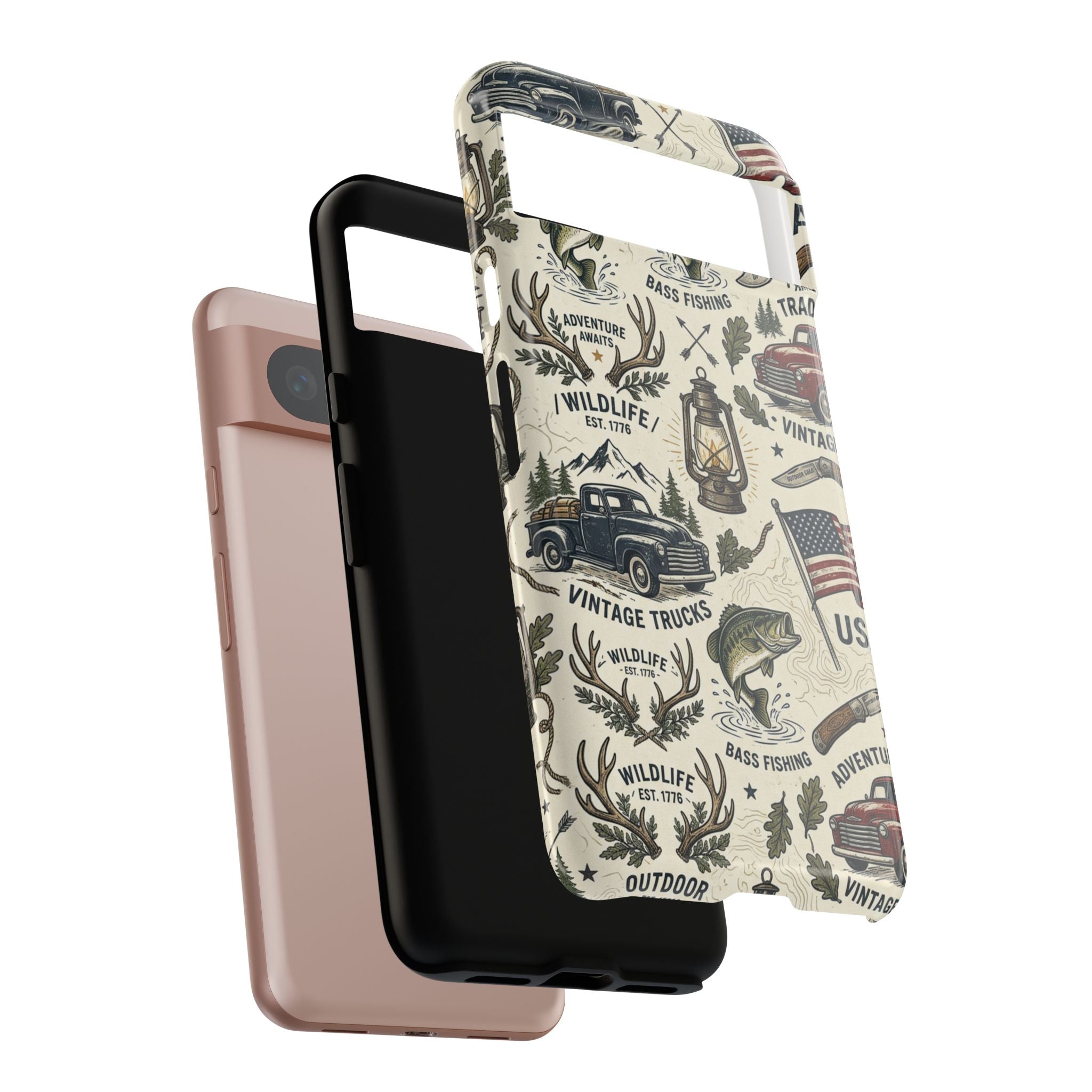 Patriotic Outdoors Phone Case – Bass Fishing & Vintage Americana Case Printify