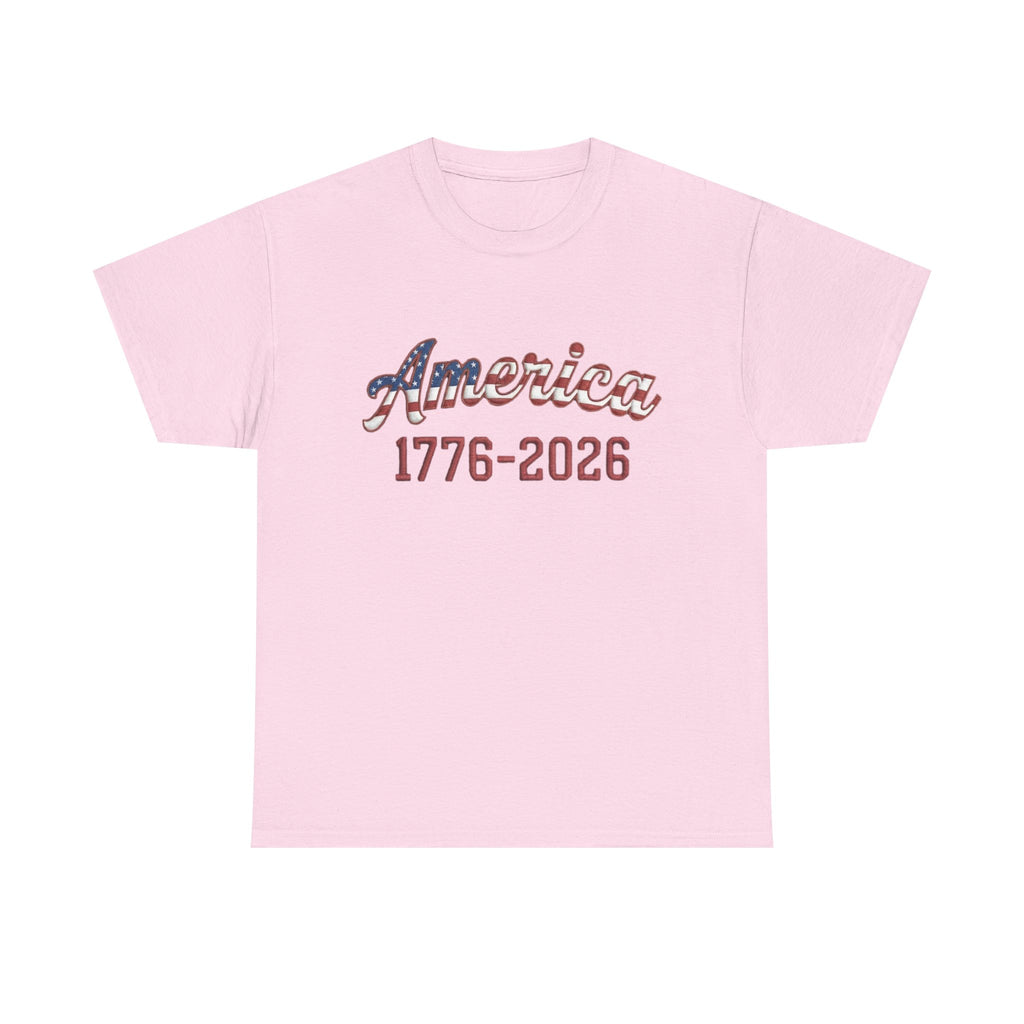 "America 1776–2026" Patriotic Unisex Heavy Cotton T-Shirt – Gildan 5000 Classic Fit