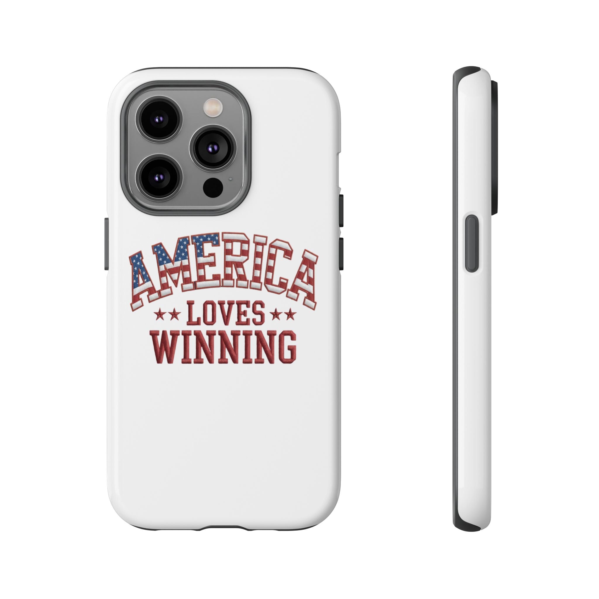 America Loves Winning Patriotic Phone Case – Tough Dual Layer iPhone & Samsung Galaxy S26 Case