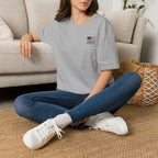 American Flag Pocket T-Shirt — "America's" Small Logo Patriotic Tee Printify
