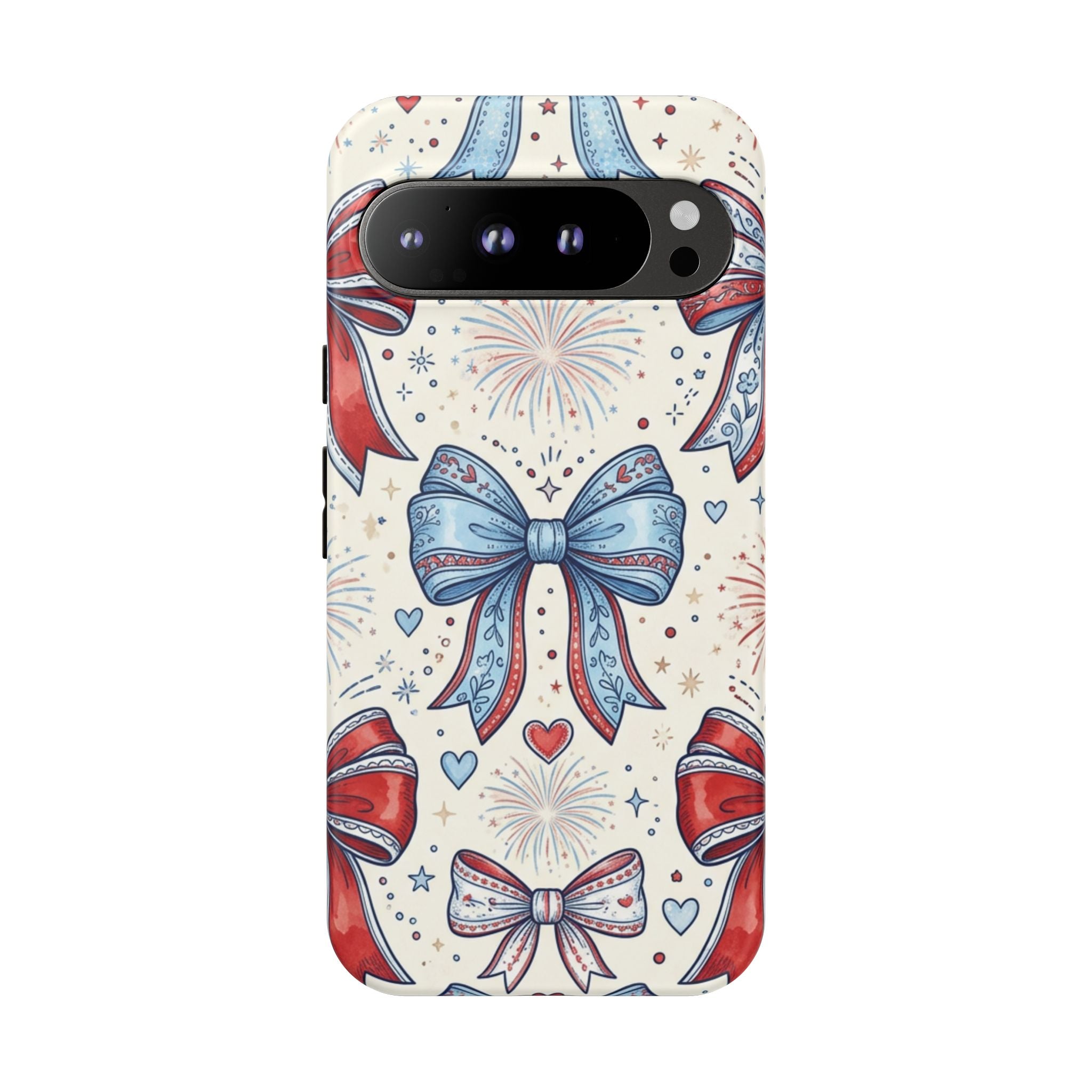 Patriotic Coquette Bows Phone Case – Americana Ribbon & Fireworks Design Printify