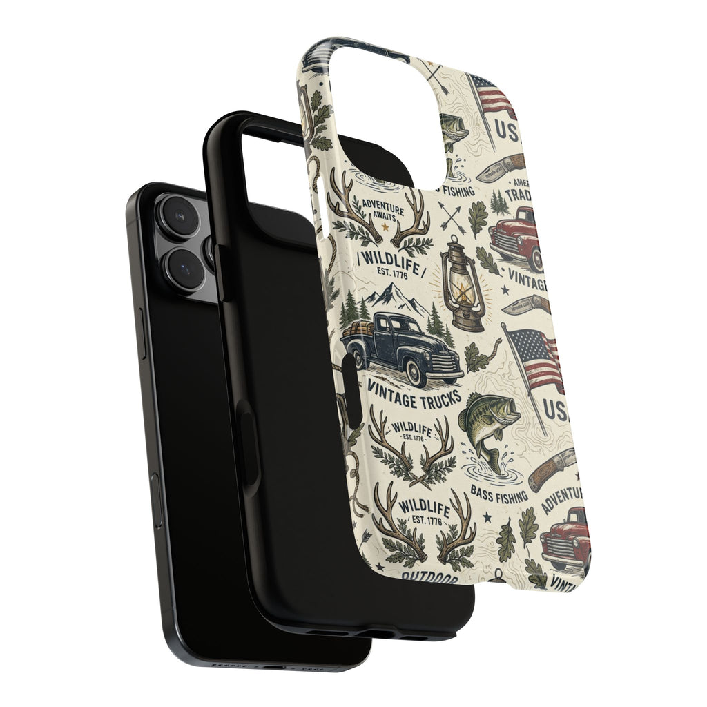 Patriotic Outdoors Phone Case – Bass Fishing & Vintage Americana Case Printify