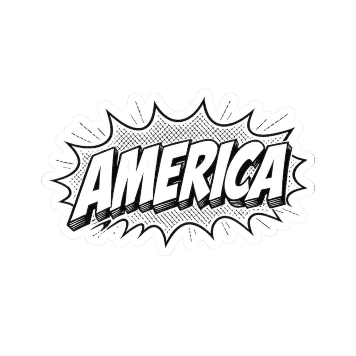 America Comic Book Sticker — Retro Patriotic Kiss-Cut Decal Printify