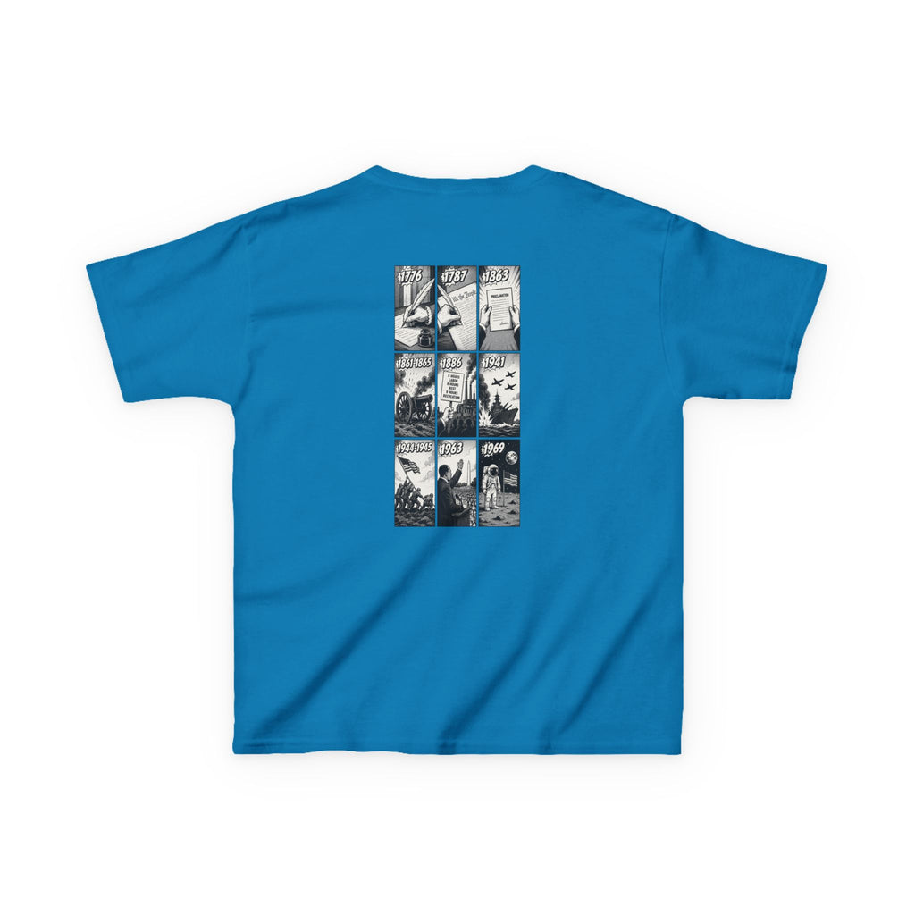 America Comic Book History Kids Tee Printify