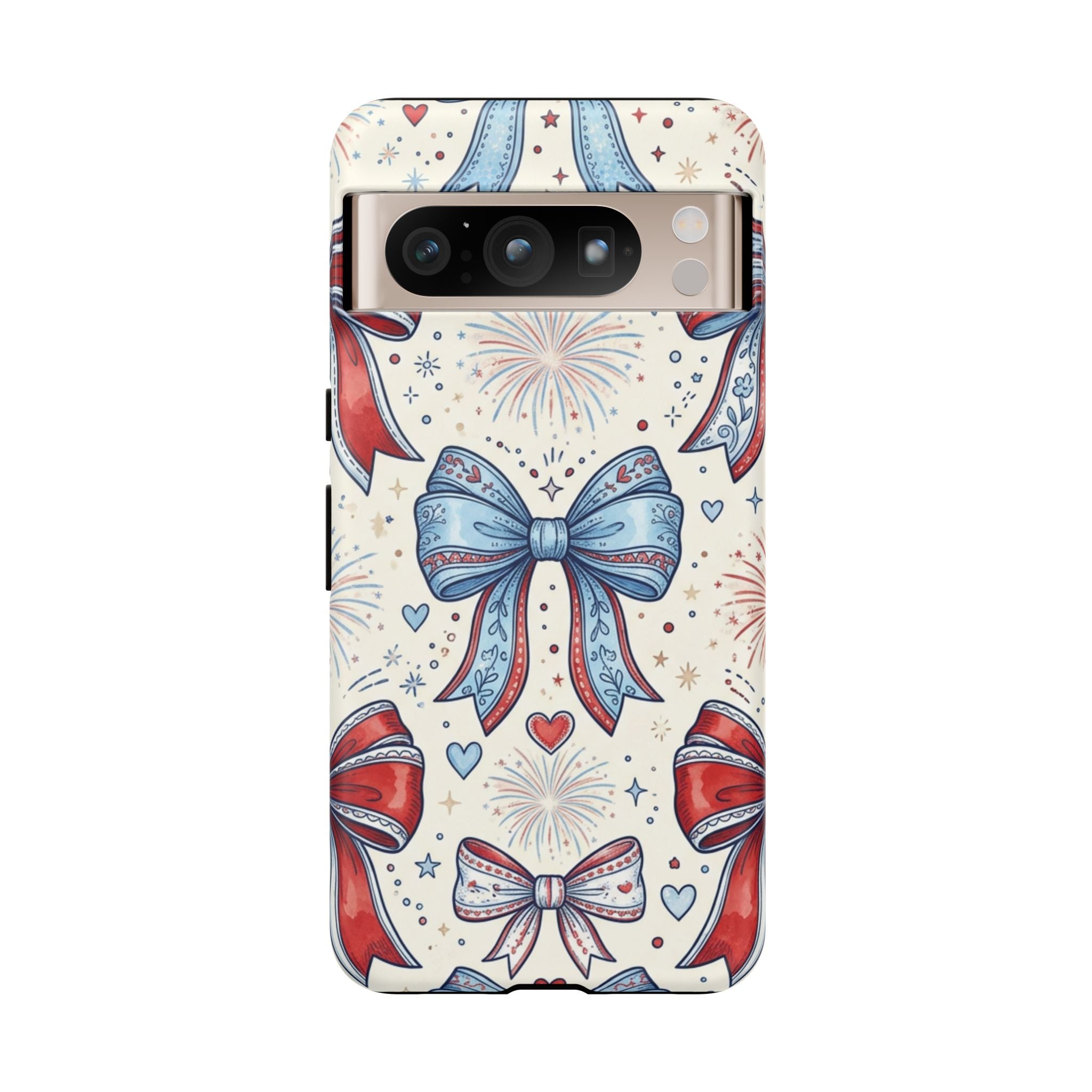 Patriotic Coquette Bows Phone Case – Americana Ribbon & Fireworks Design Printify