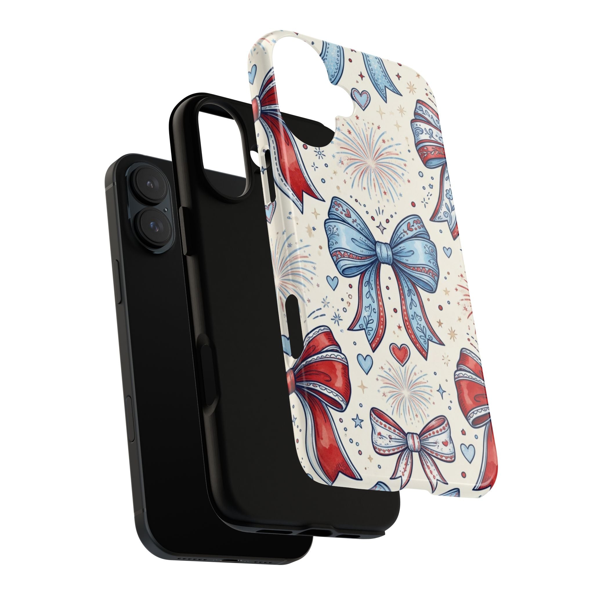 Patriotic Coquette Bows Phone Case – Americana Ribbon & Fireworks Design Printify