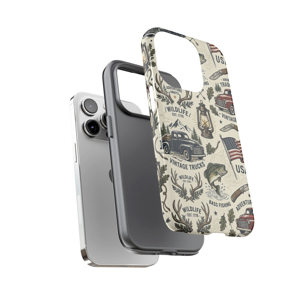 Patriotic Outdoors Phone Case – Bass Fishing & Vintage Americana Case Printify