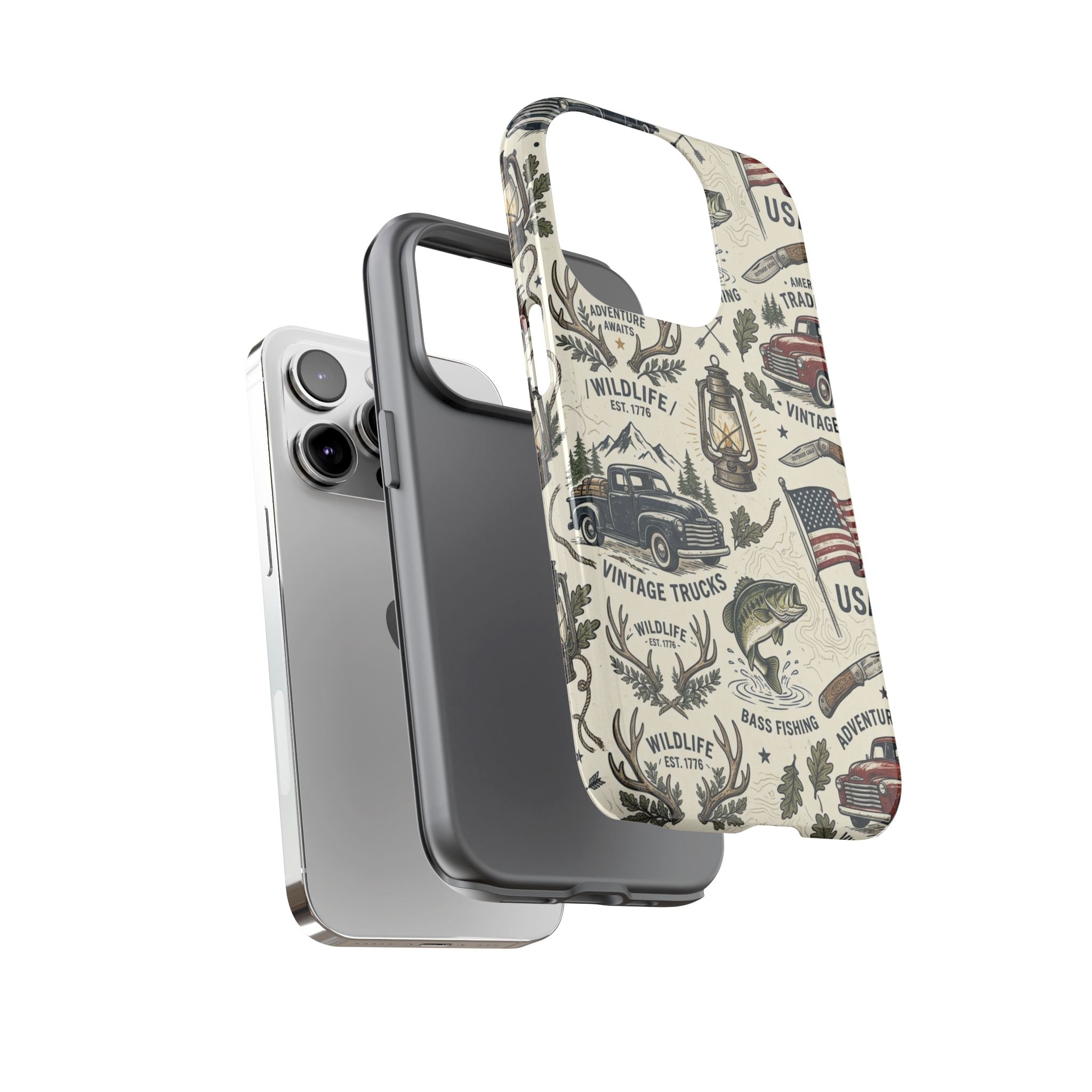 Patriotic Outdoors Phone Case – Bass Fishing & Vintage Americana Case Printify
