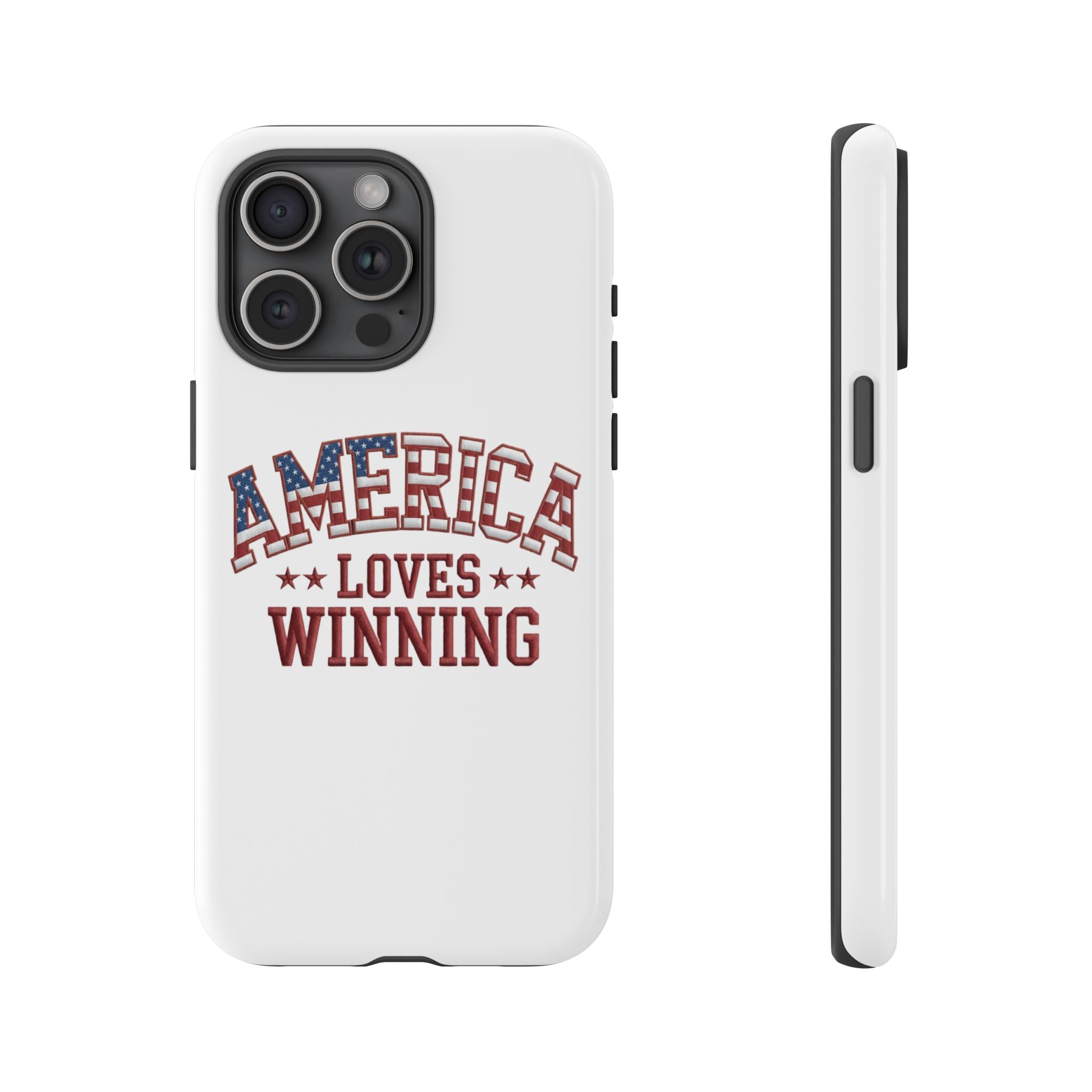 America Loves Winning Patriotic Phone Case – Tough Dual Layer iPhone & Samsung Galaxy S26 Case