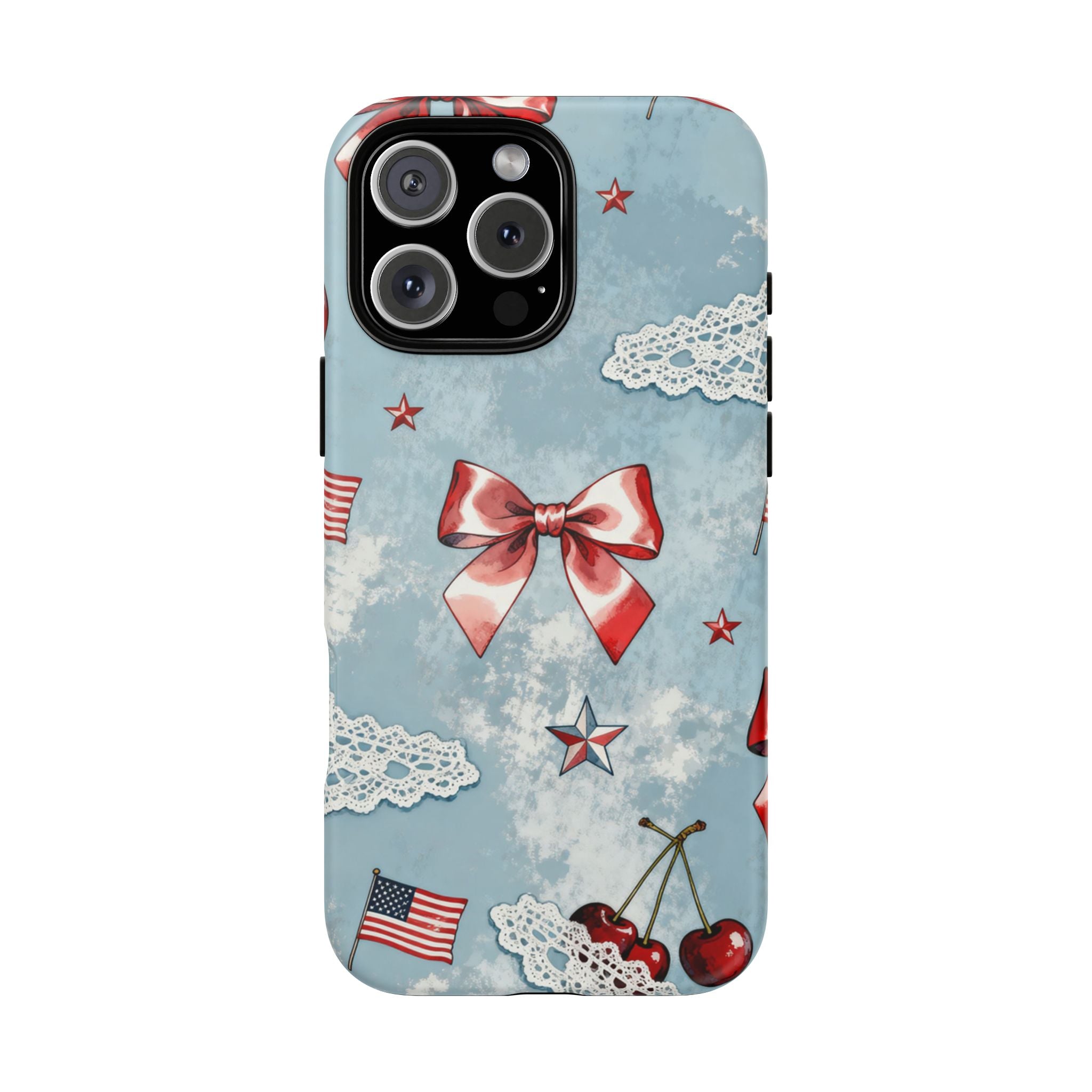 Americana Coquette Cherry Bow Phone Case Printify