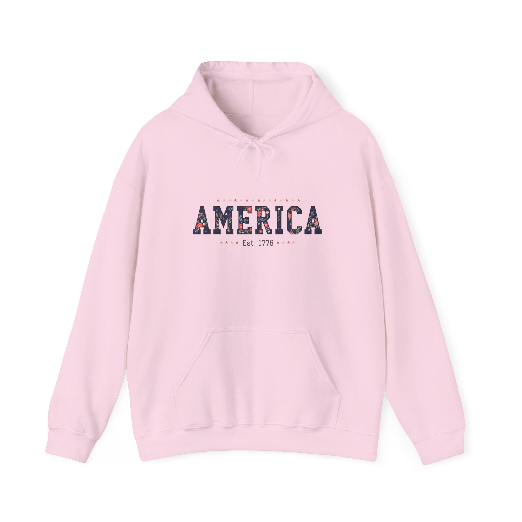 America Flower Hoodie — Floral USA Flag Sweatshirt Printify
