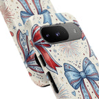Patriotic Coquette Bows Phone Case – Americana Ribbon & Fireworks Design Printify