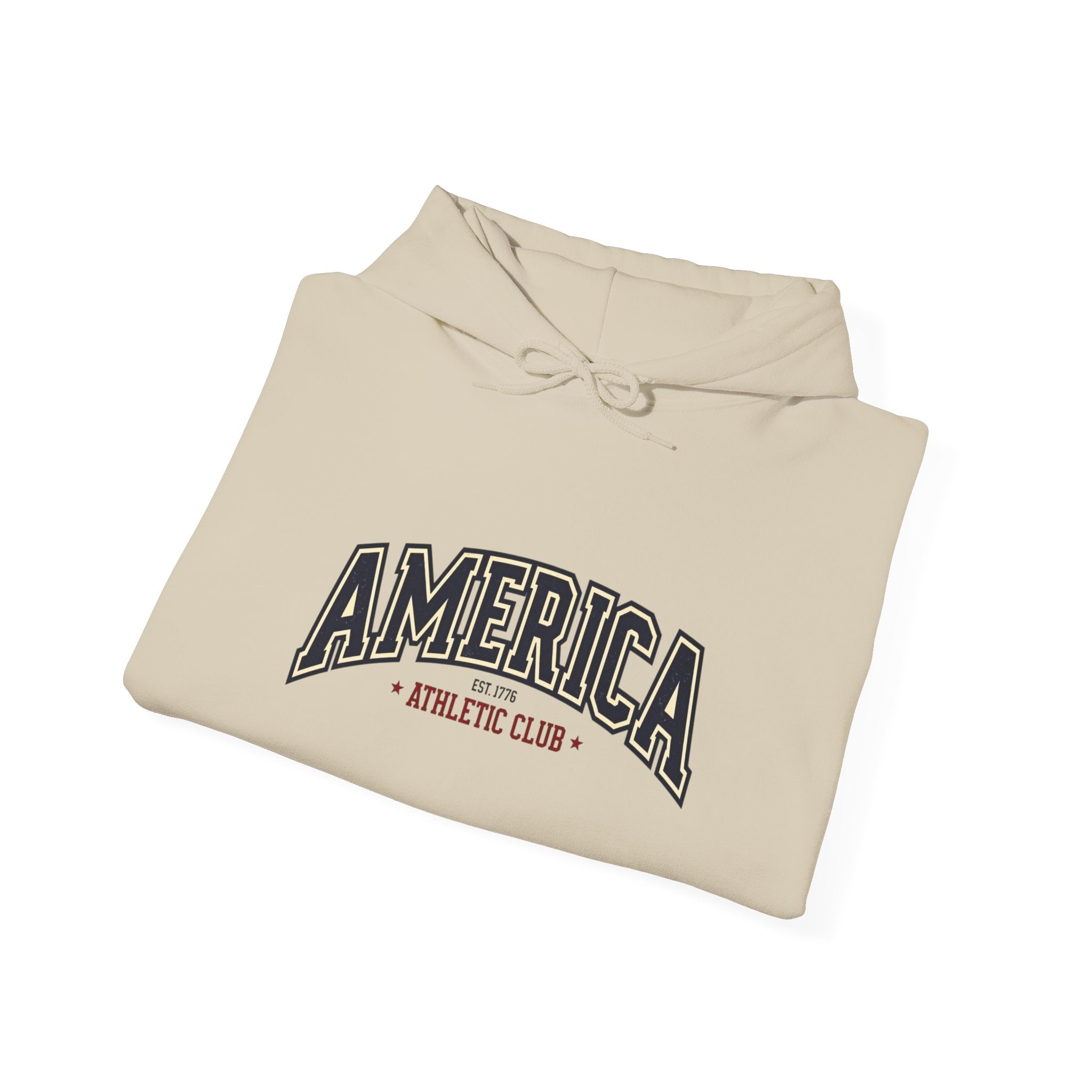 America Athletic Club Heavy Blend Hoodie – Vintage Collegiate Patriotic Sweatshirt Printify