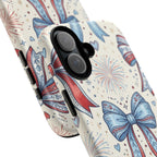 Patriotic Coquette Bows Phone Case – Americana Ribbon & Fireworks Design Printify